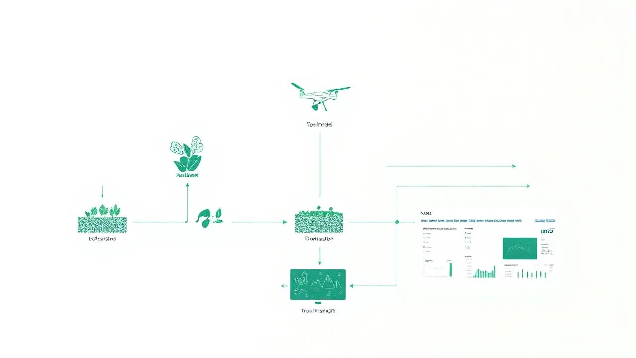 AgriTech veri mimarisi diyagrami: IoT, drone, AI, dashboard katmanlari