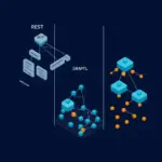 REST, GraphQL ve Webhook API mimarilerinin üç ayrı topoloji olarak karşılaştırıldığı kurumsal entegrasyon diyagramı