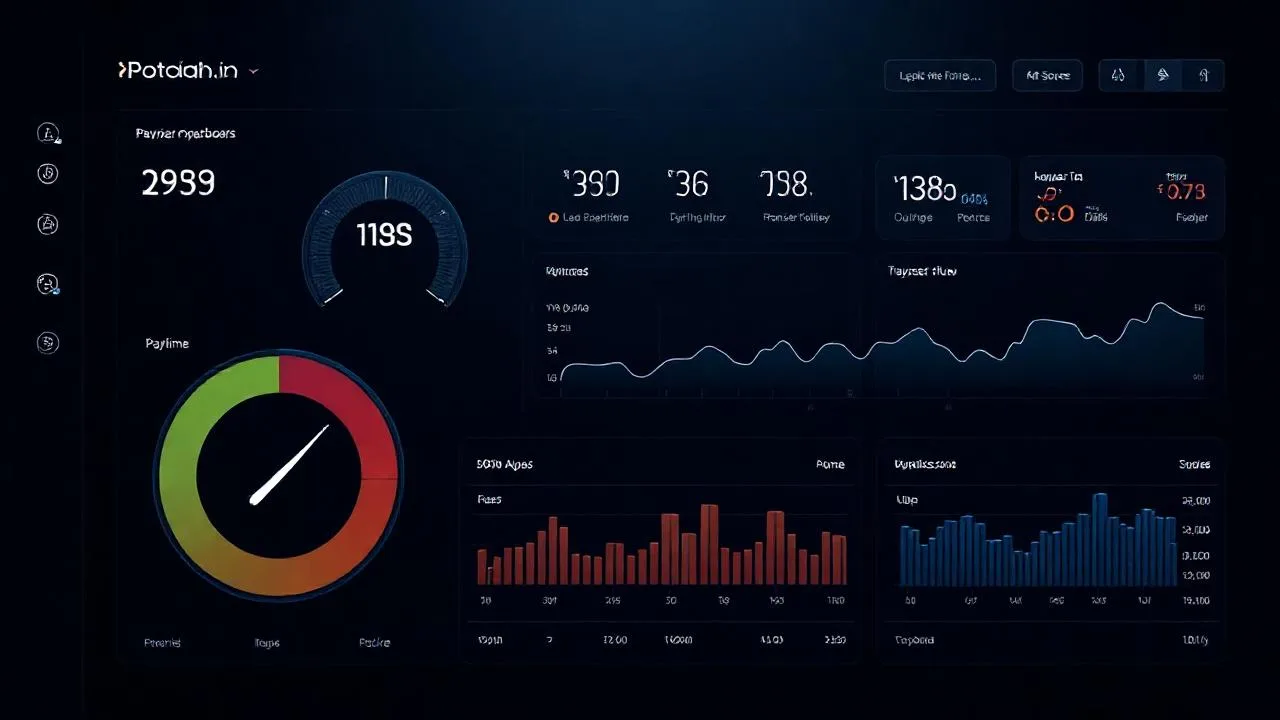 Core banking dashboard: TPS metrikleri, payments akışı, uptime widget'ları