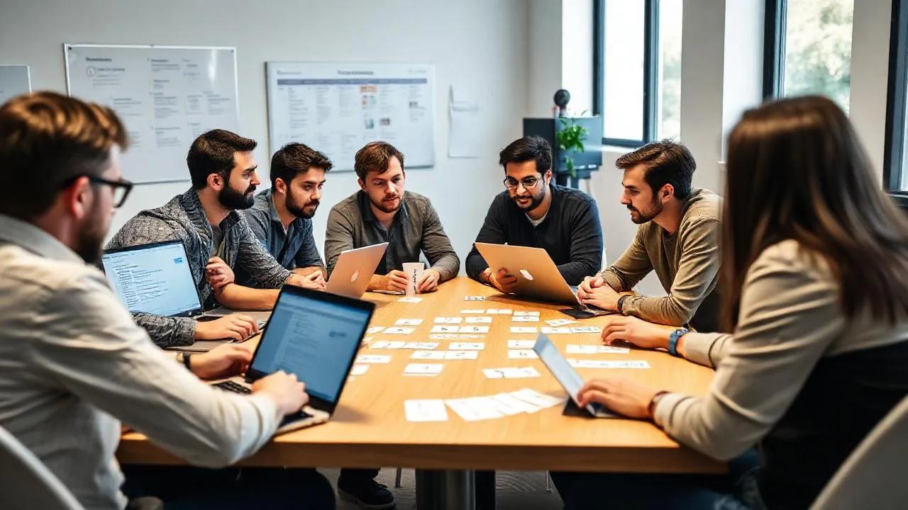 Yazilim takimi sprint planning poker oturumu
