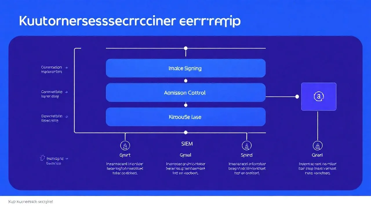 Kubernetes container security pipeline mimari diyagrami, build to runtime layers