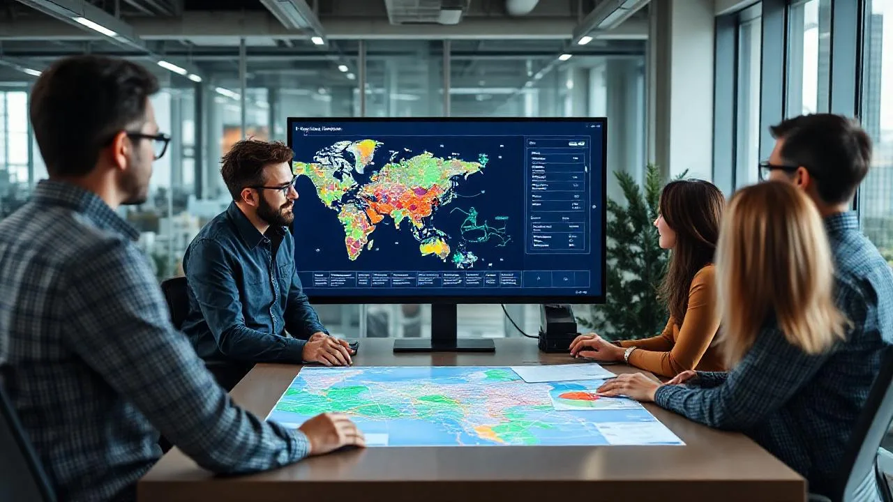 Lojistik ekibi rota optimizasyon harita uzerinde geo analiz