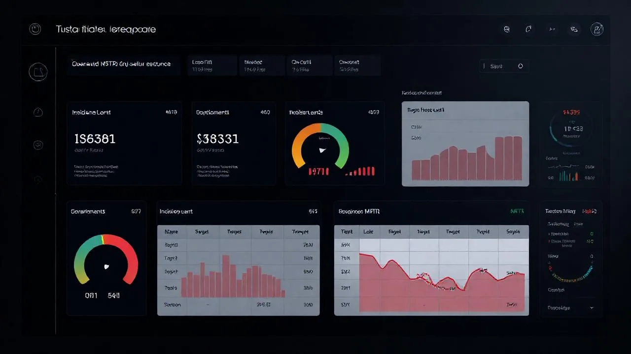 Incident response dashboard, SEV durum ve MTTR metrikleri