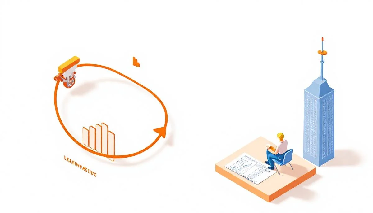MVP felsefesini temsil eden build-measure-learn döngüsü ve müşteri görüşmesi sahnesi karışımı modern editorial illüstrasyon