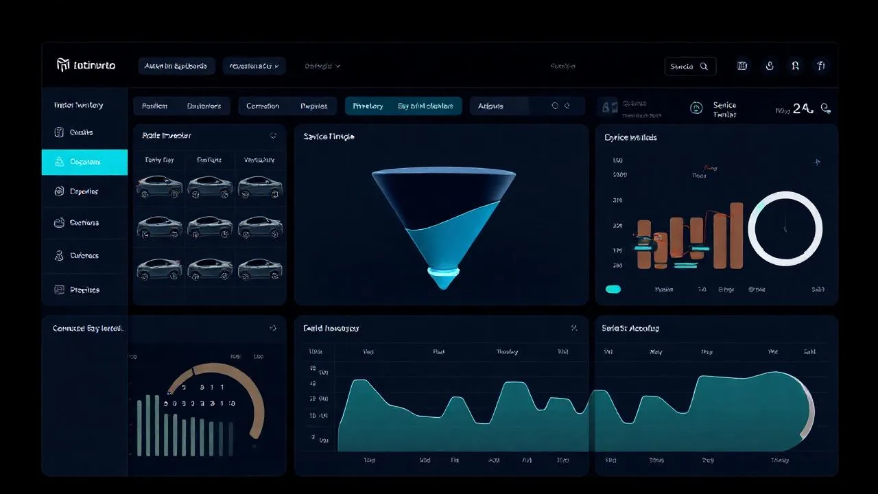 Otomotiv DMS dashboard: stok, satış pipeline, servis randevuları, connected car