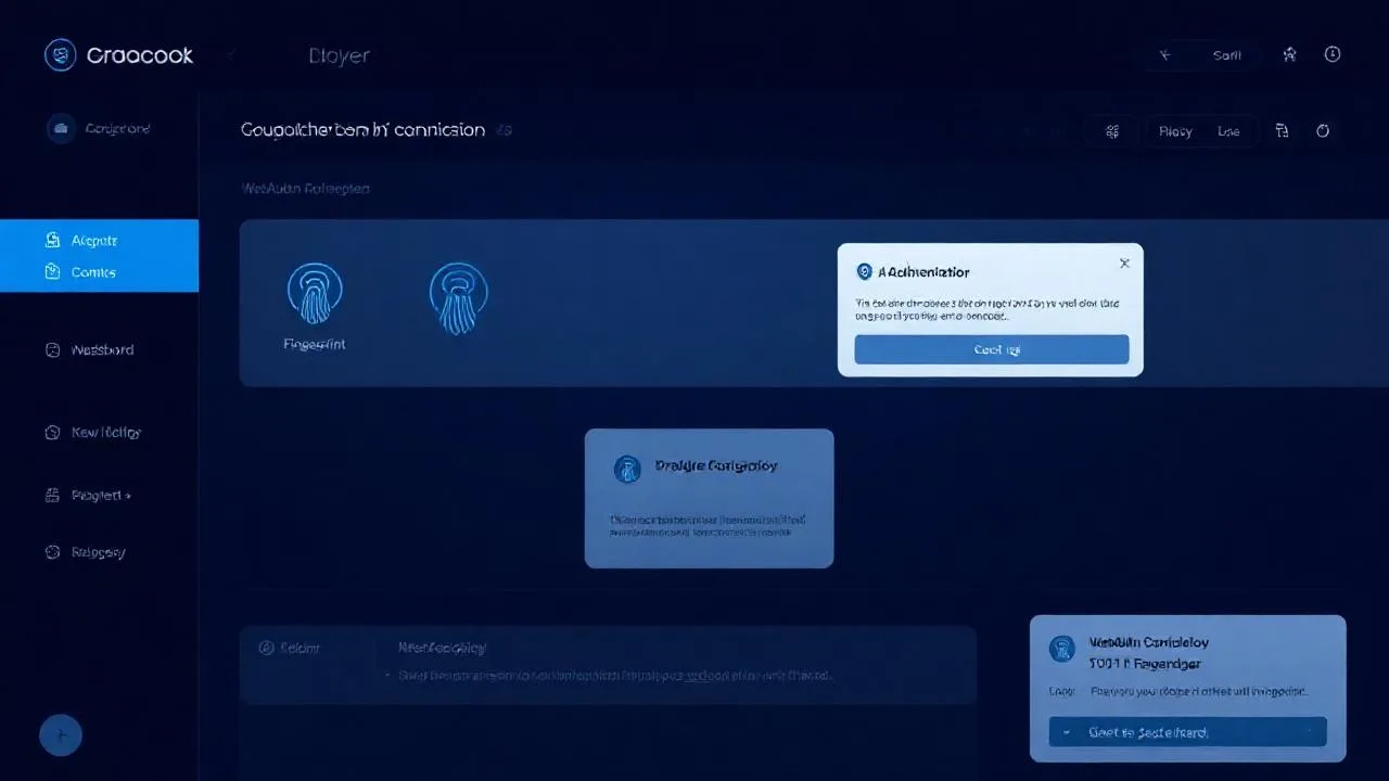 Passkey ve WebAuthn login dashboard, biometrik kimlik dogrulama UI