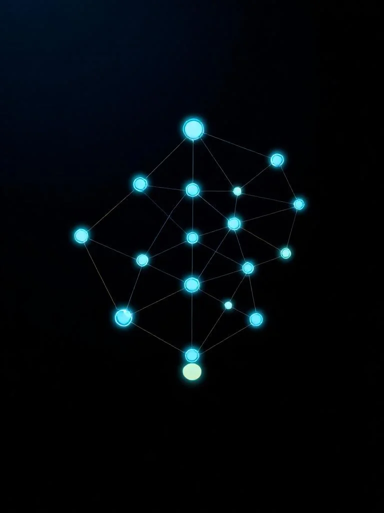 Graph RAG dikey görsel: bilgi grafiği üzerinde çok adımlı sorgu yolu ve düğüm geçişlerinin ağ diyagramı