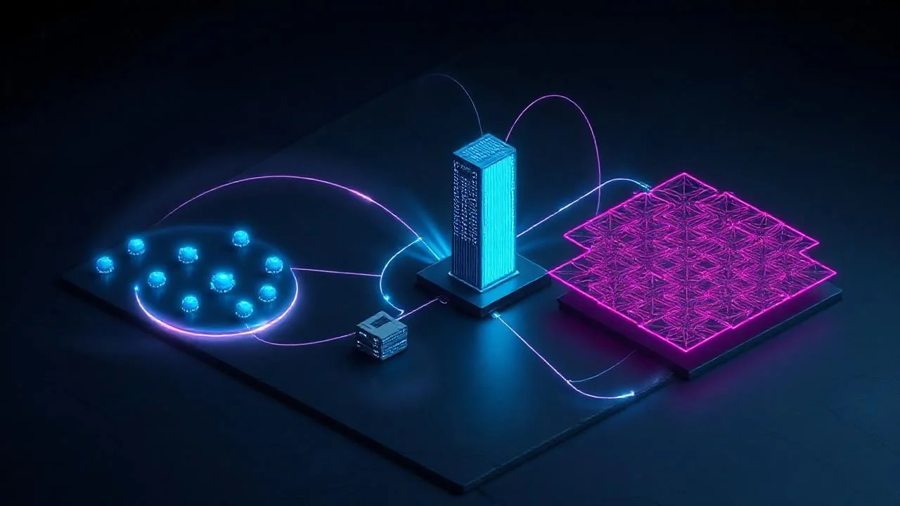 Build cikti topolojisi: edge runtime node sunucu ve statik CDN katmanlari izometrik dagitik mimari diyagrami