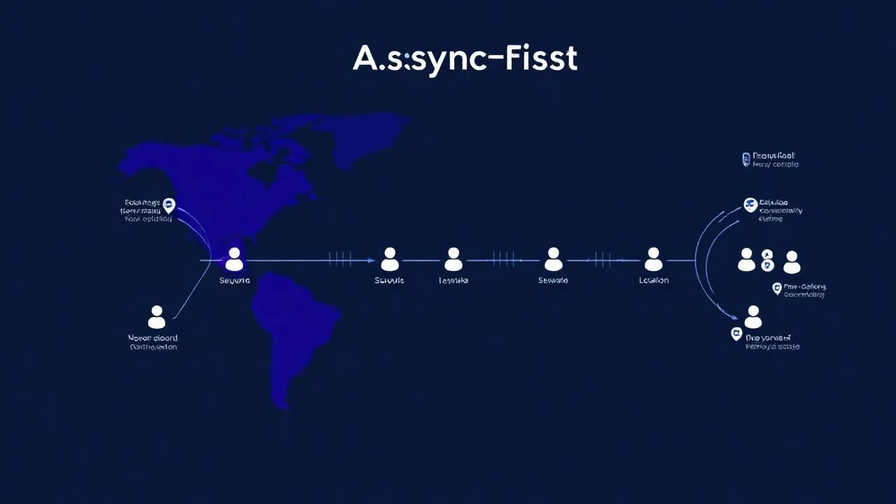 Saat dilimi farkli ekipler icin async-first iletisim akisi diyagrami