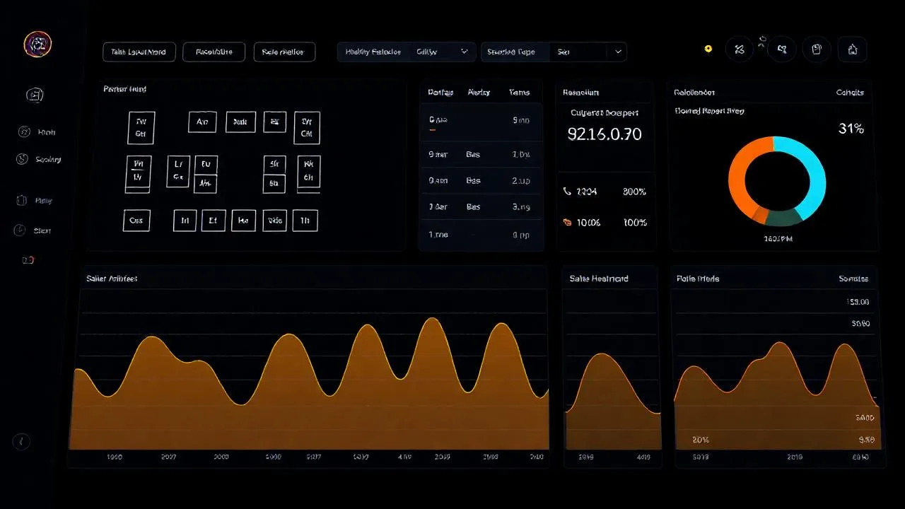 Modern restoran POS dashboard'u: sipariş kuyruğu, masa durumu, ciro grafikleri