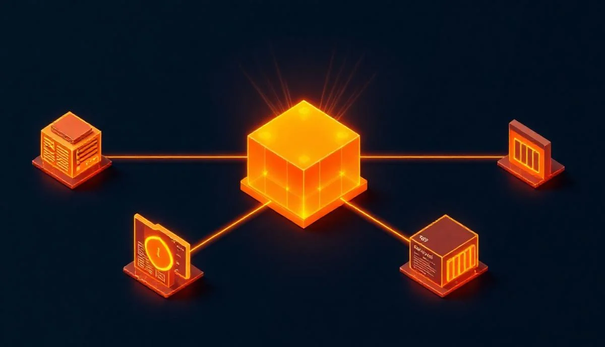 GRC platform entegrasyon topolojisi: risk register, audit, control ve KRI dashboard düğümlerinin bağlandığı izometrik ağ