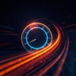 Core Web Vitals 2026 stratejisi için web performans hizini temsil eden soyut hiz gostergesi gorseli
