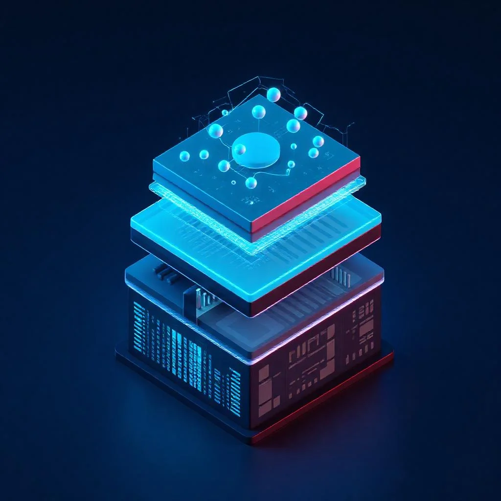 Yapay zeka destekli veri analitiği BI dashboard üzerinde AI katmanı izometrik mimari görseli