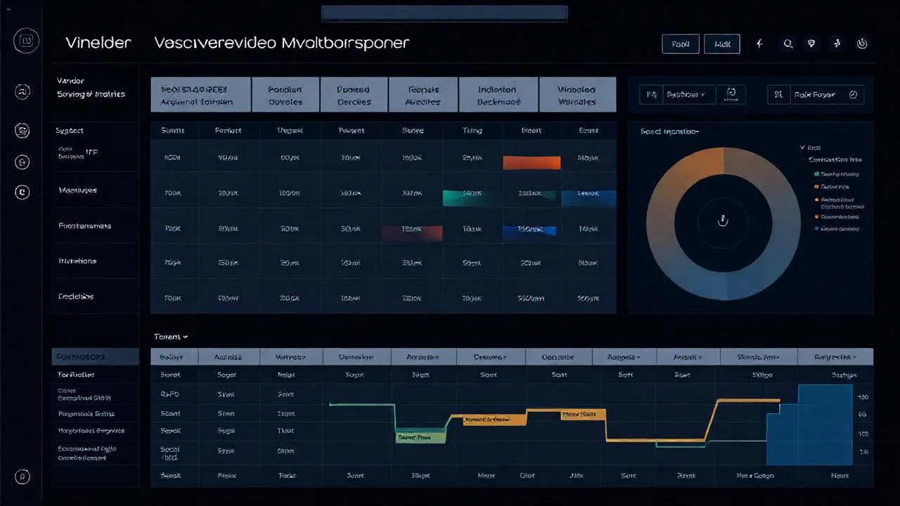 RFP vendor evaluation dashboard ekrani, skor matrisi ve karsilastirma