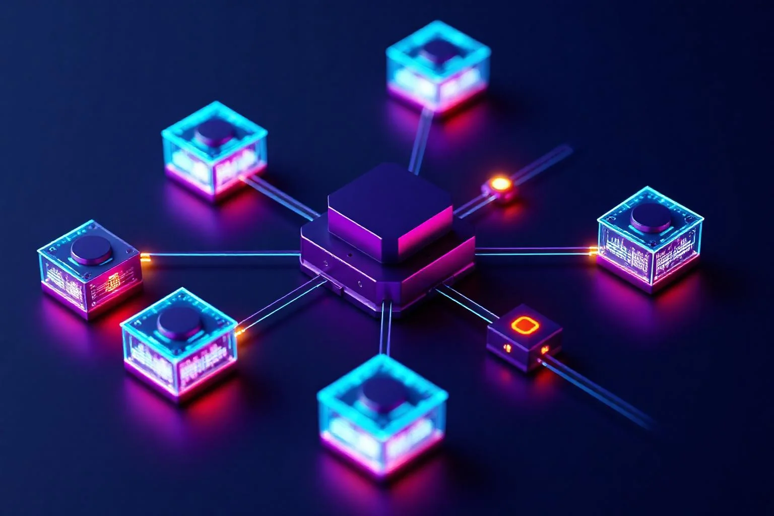 Model Context Protocol sunucu mimarisi soyut 3D görselleştirme