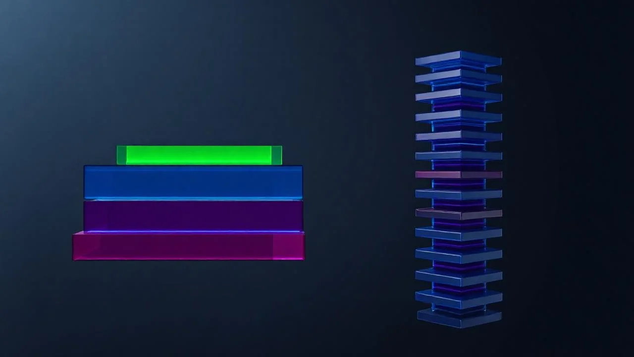 Cross-platform masaüstü çerçeve mimari katmanları soyut 3D