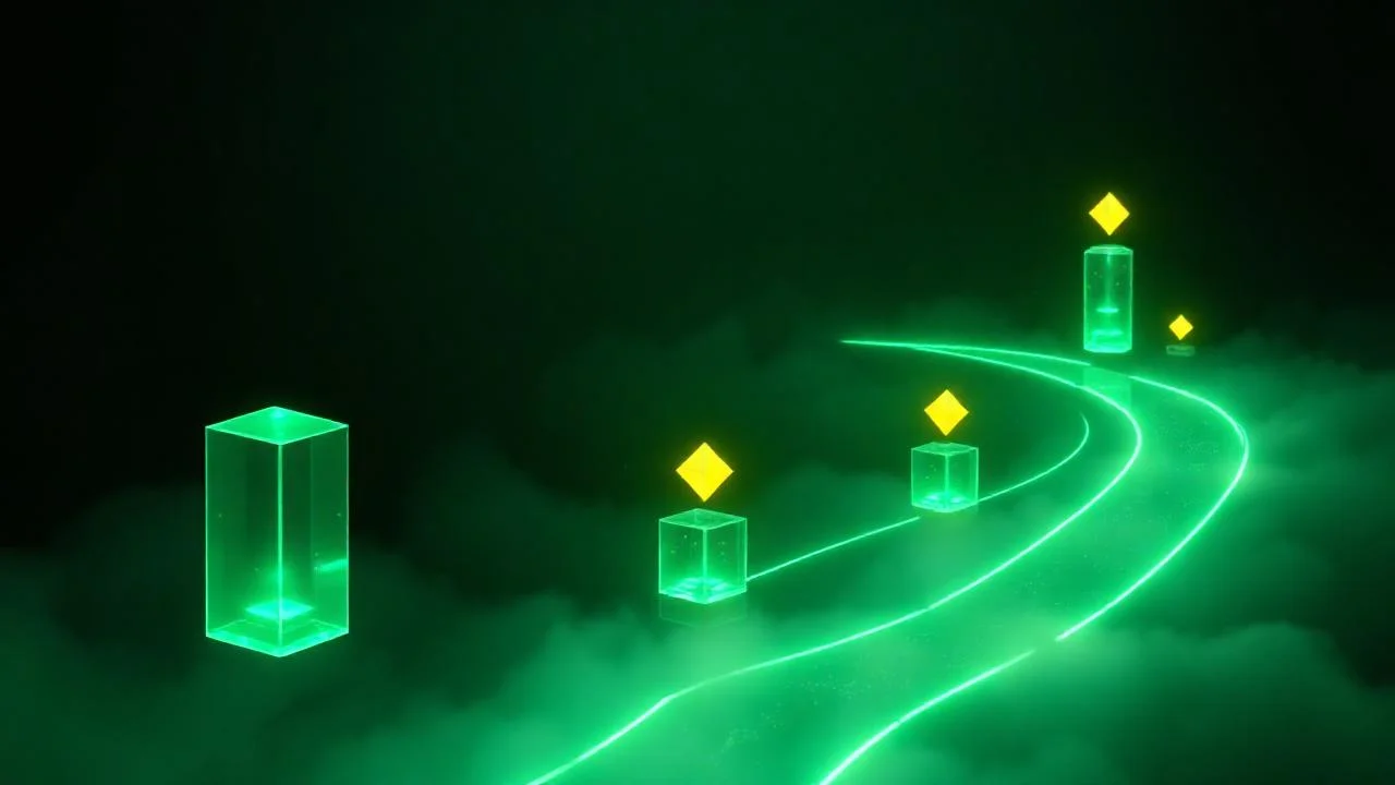 Data contract adopsiyon roadmap ve karar çerçevesi soyut 3D yol haritası görsel