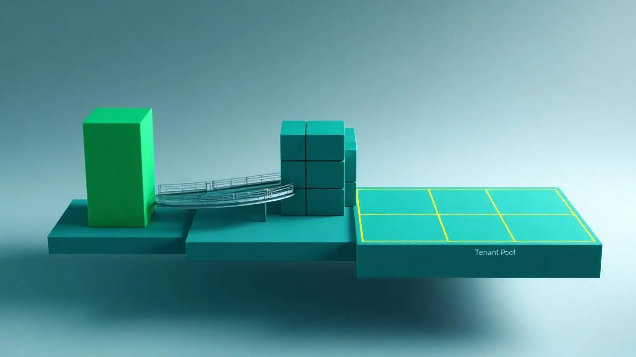 Multi-tenant izolasyon modelleri silo bridge pool karşılaştırması soyut görsel
