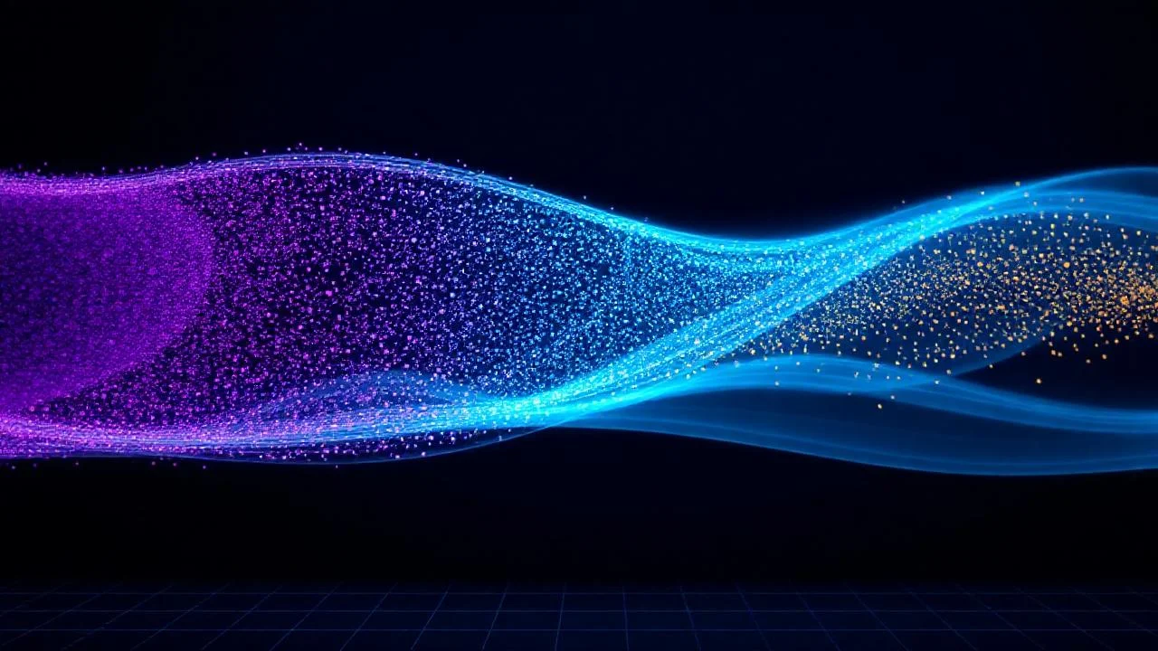 GPU throughput ve token akışını gösteren soyut ışık akışı görseli