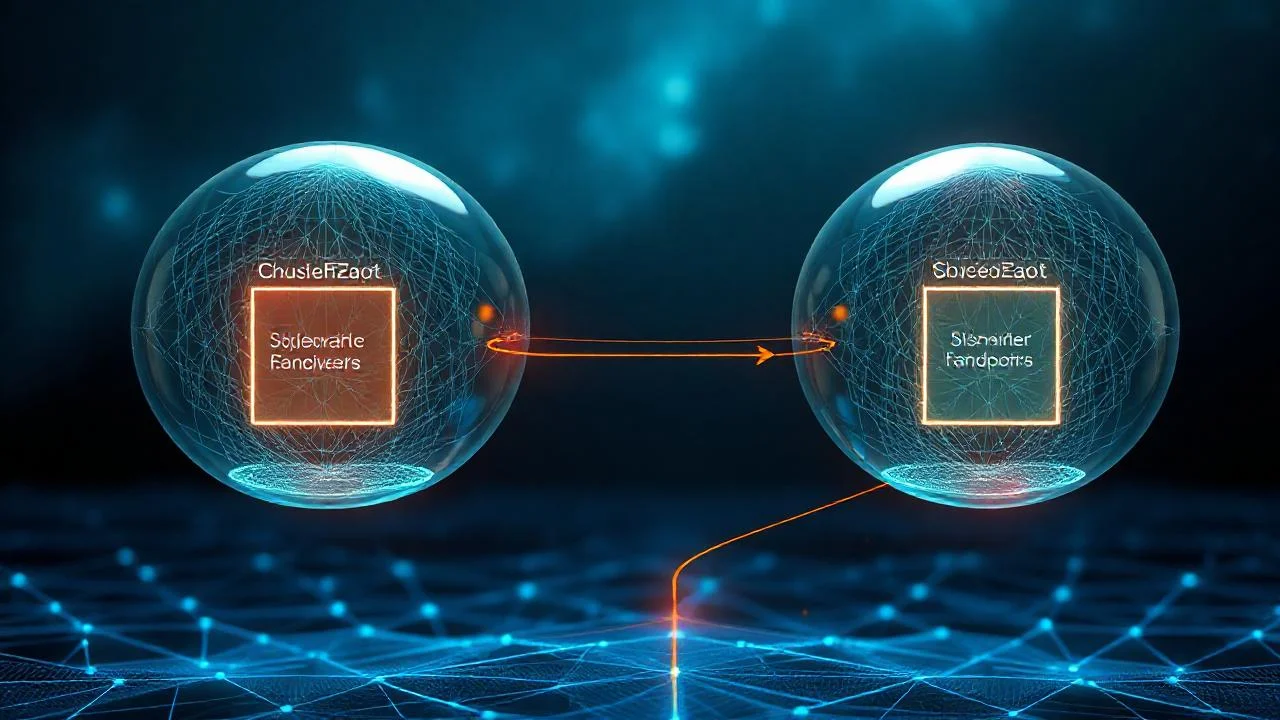Multi-cluster service discovery ve MCS-API cross-cluster network görseli