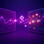 LangWatch ve LangSmith LLM observability platformlarının soyut 3D karşılaştırması