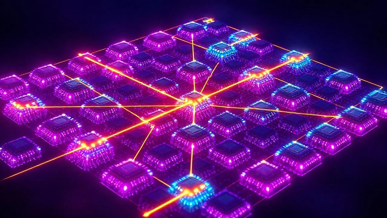 Dagitik egitim mesh topolojisi ve sharded paralelizm gorseli