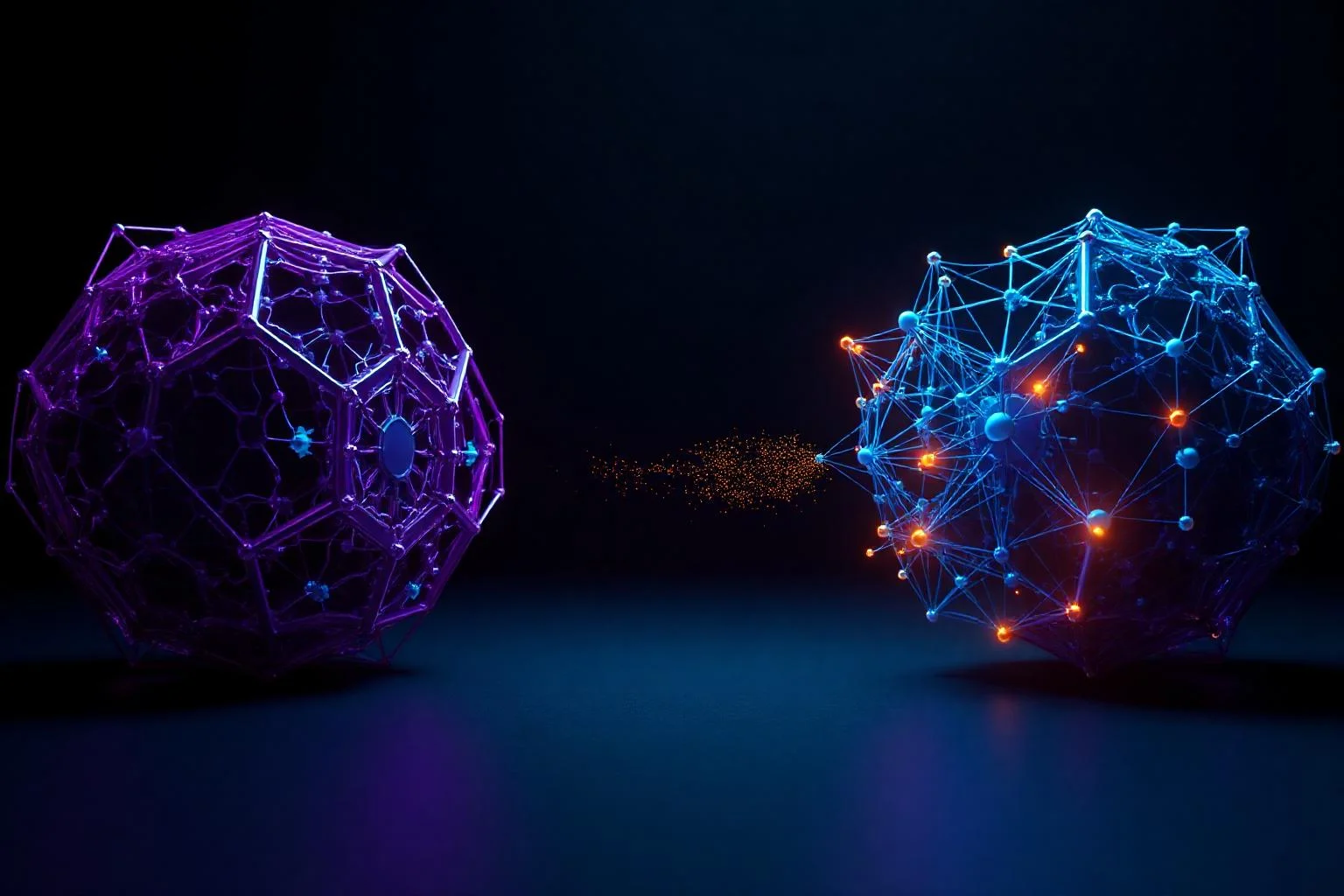 Semantic Kernel ve LangChain mimari karsilastirma soyut 3D gorsel